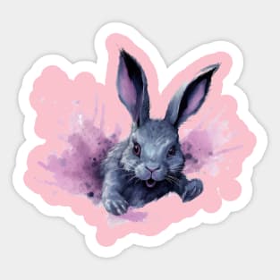 Boundless Joy: The Pastel Pink Burst of the Jumping Rabbit Sticker